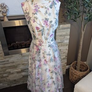 Chi Chi London Floral Midi Dress - Cream and Pink